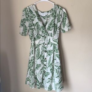 Leaf print sundress